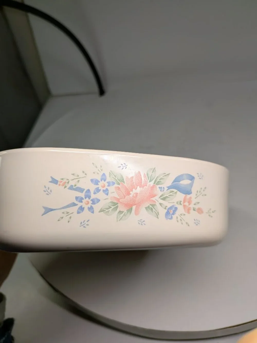 VTG 1980s Corning Ware English Meadow 1L Casserole Dish A-1-B Pyrex Lid P-7-C